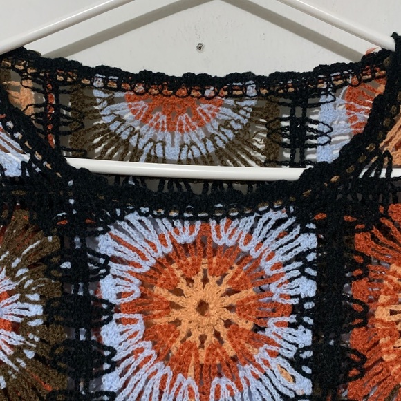 Handmade Granny Square Boho Fringed Crop top - Picture 2 of 9